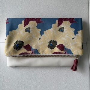 Rachel Pally Cream and Floral Reversible Clutch